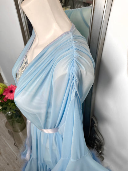 Blue short Hollywood vintage style robe