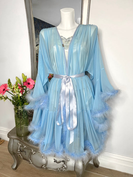 Blue short Hollywood vintage style robe